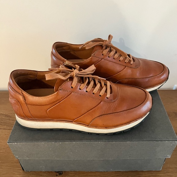 Men's Brown Leather Sneakers - Picture 1 of 7